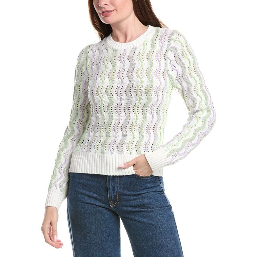 &Isla Womens  Charlotte Vertical Wave Stripe Top, White